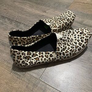 Like New Toms Alpargata Birch Leopard Print Canvas Slip On Shoes
